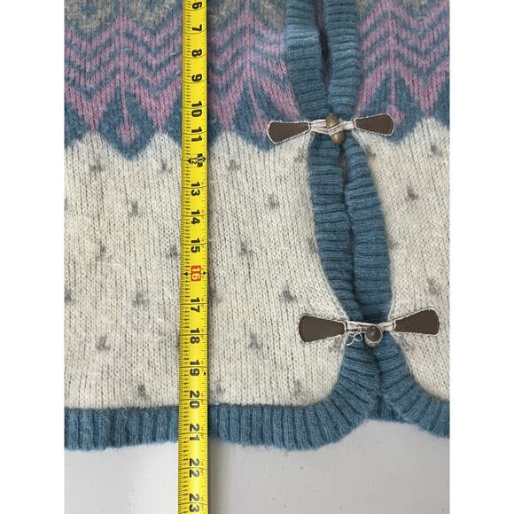 Vtg Wool Grandma Nordic Chunky Knit Scandi Cottage Whimsical Fair Isle Sweater L - Picture 12 of 14
